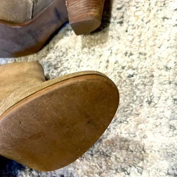 MADEWELL Billie Suede Leather Zip Up Ankle Boots Taupe Tan Heel Booties Womens 7 - Picture 8 of 13